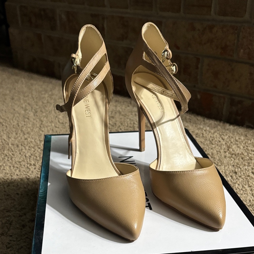 Nine West Beige Strappy Heels